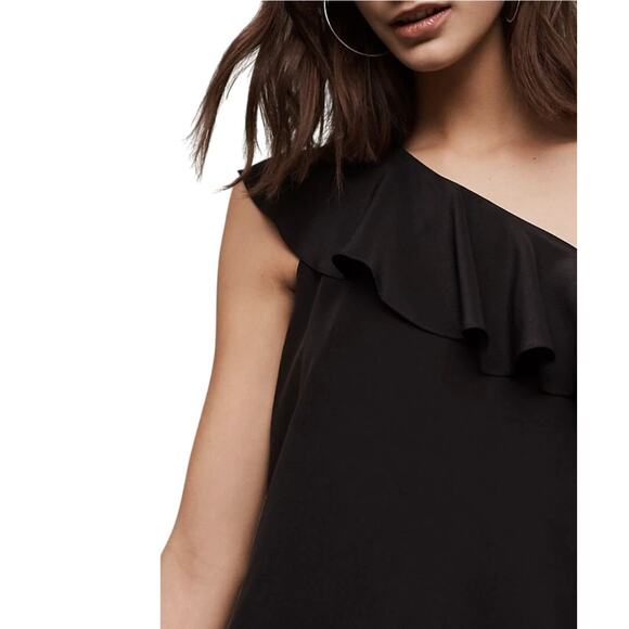 Anthropologie Maeve 100% Silk One Shoulder Ruffle Top Blouse Size 10 - Picture 3 of 11